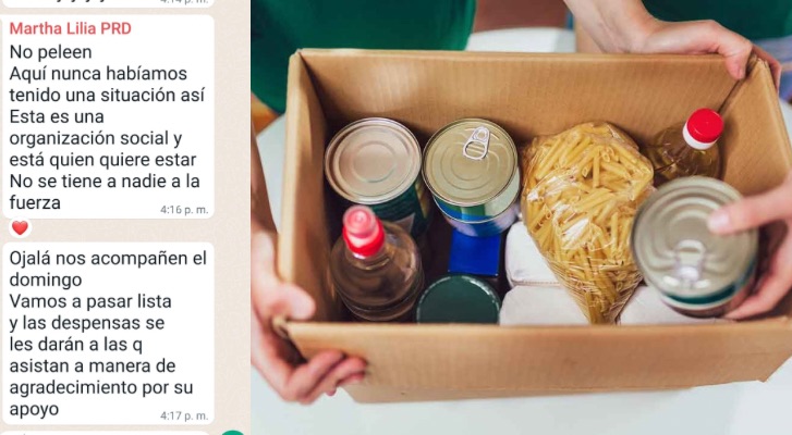 Filtran conversación de perredistas ofertando despensas para Marcha del INE