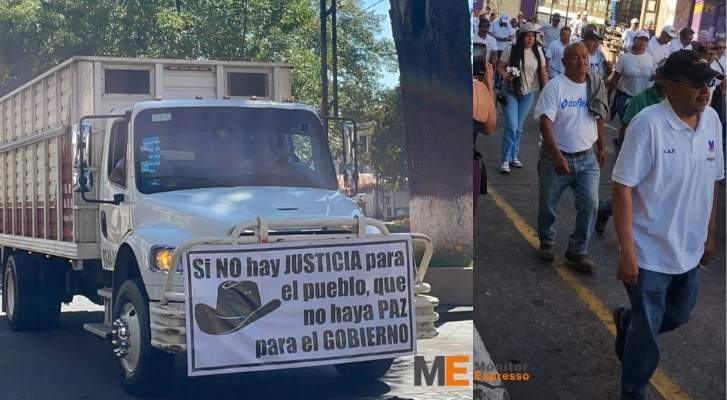 Empleados municipales de Uruapan y transportistas marchan en memoria del alcalde Carlos Manzo