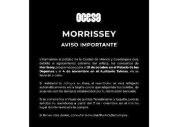 Morrissey cancela conciertos en CDMX y Guadalajara por agotamiento extremo